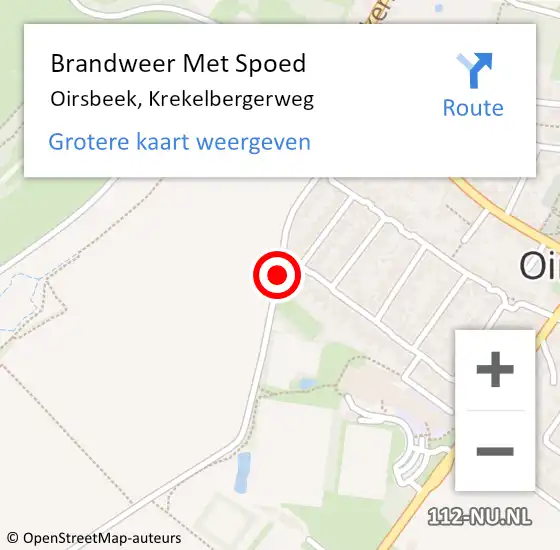 Locatie op kaart van de 112 melding: Brandweer Met Spoed Naar Oirsbeek, Krekelbergerweg op 11 juli 2015 15:04