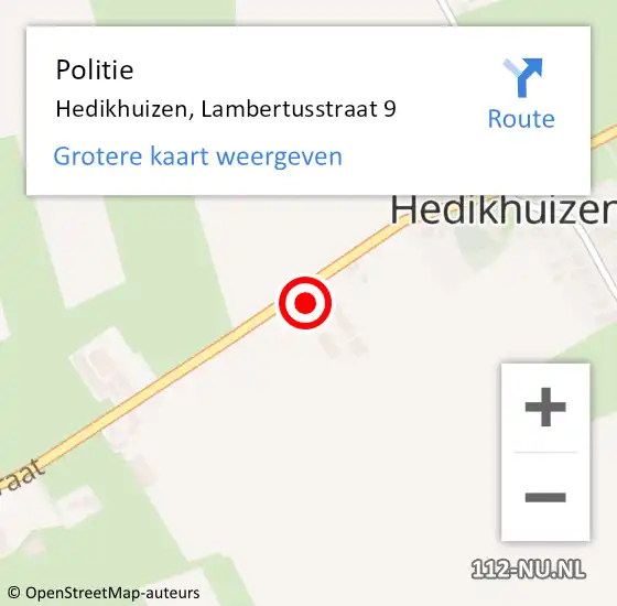 Locatie op kaart van de 112 melding: Politie Hedikhuizen, Lambertusstraat 9 op 11 juli 2015 15:29