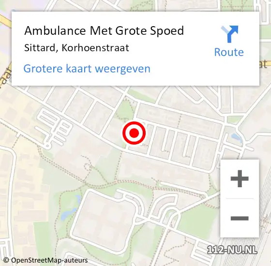 Locatie op kaart van de 112 melding: Ambulance Met Grote Spoed Naar Sittard, Korhoenstraat op 13 november 2013 20:21