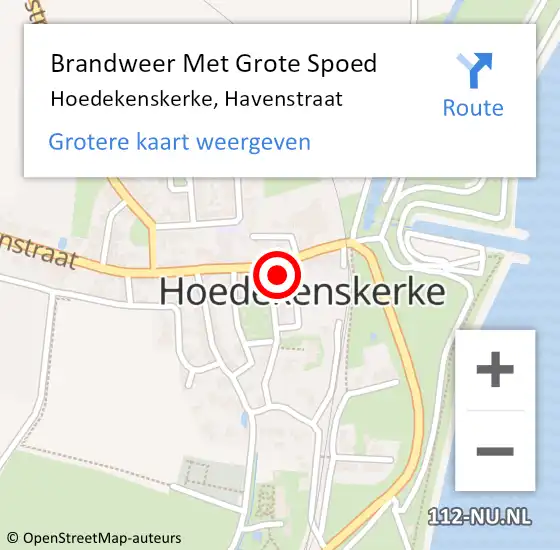 Locatie op kaart van de 112 melding: Brandweer Met Grote Spoed Naar Hoedekenskerke, Havenstraat op 11 juli 2015 16:26