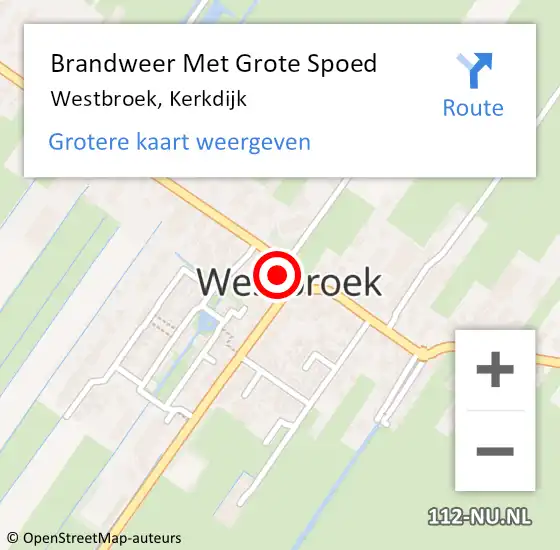 Locatie op kaart van de 112 melding: Brandweer Met Grote Spoed Naar Westbroek, Kerkdijk op 11 juli 2015 16:43