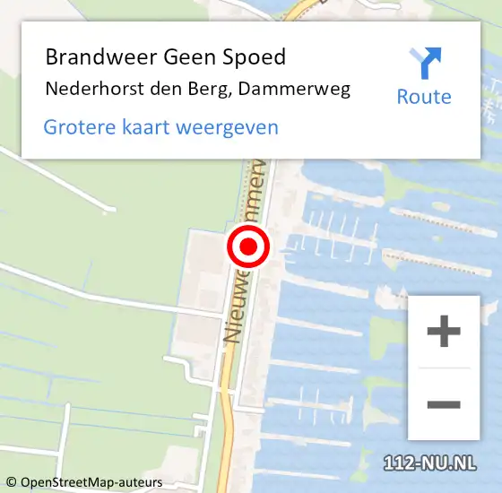 Locatie op kaart van de 112 melding: Brandweer Geen Spoed Naar Nederhorst den Berg, Dammerweg op 11 juli 2015 16:54