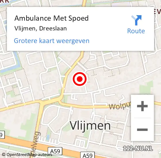 Locatie op kaart van de 112 melding: Ambulance Met Spoed Naar Vlijmen, Dreeslaan op 11 juli 2015 18:03