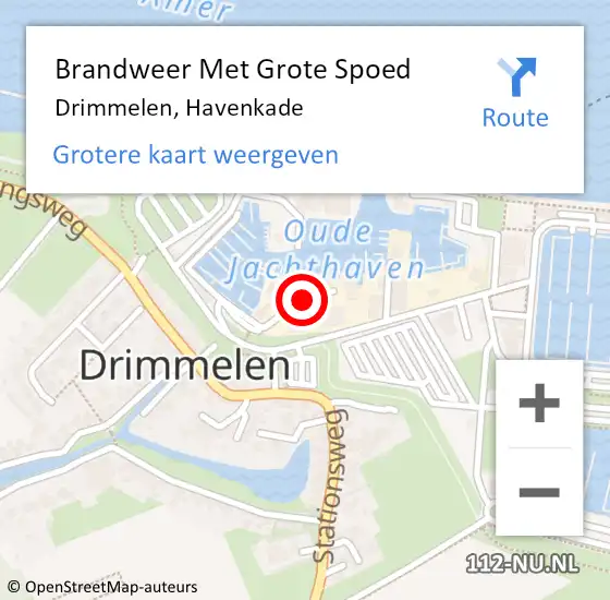 Locatie op kaart van de 112 melding: Brandweer Met Grote Spoed Naar Drimmelen, Havenkade op 11 juli 2015 18:06