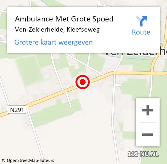 Locatie op kaart van de 112 melding: Ambulance Met Grote Spoed Naar Ven-Zelderheide, Kleefseweg op 11 juli 2015 18:34