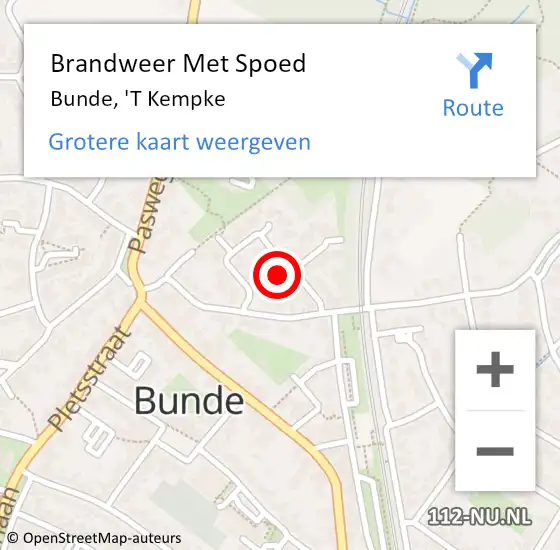 Locatie op kaart van de 112 melding: Brandweer Met Spoed Naar Bunde, 'T Kempke op 11 juli 2015 18:36