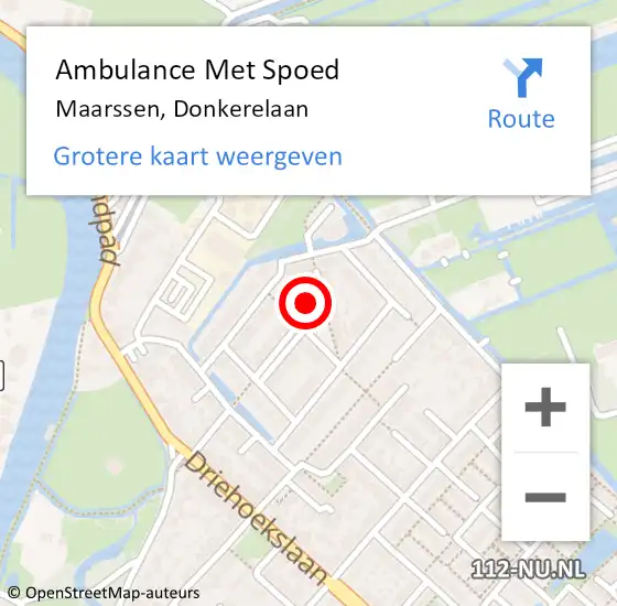 Locatie op kaart van de 112 melding: Ambulance Met Spoed Naar Maarssen, Donkerelaan op 11 juli 2015 19:20