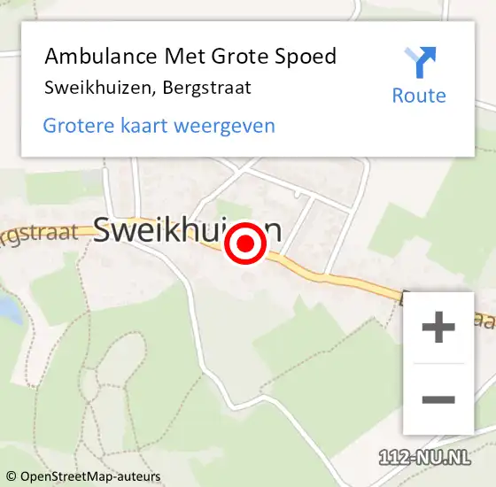 Locatie op kaart van de 112 melding: Ambulance Met Grote Spoed Naar Sweikhuizen, Bergstraat op 13 november 2013 20:52