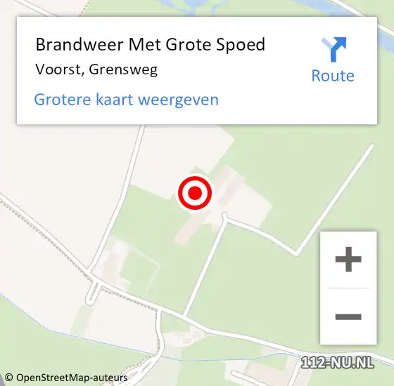 Locatie op kaart van de 112 melding: Brandweer Met Grote Spoed Naar Voorst, Grensweg op 11 juli 2015 21:29