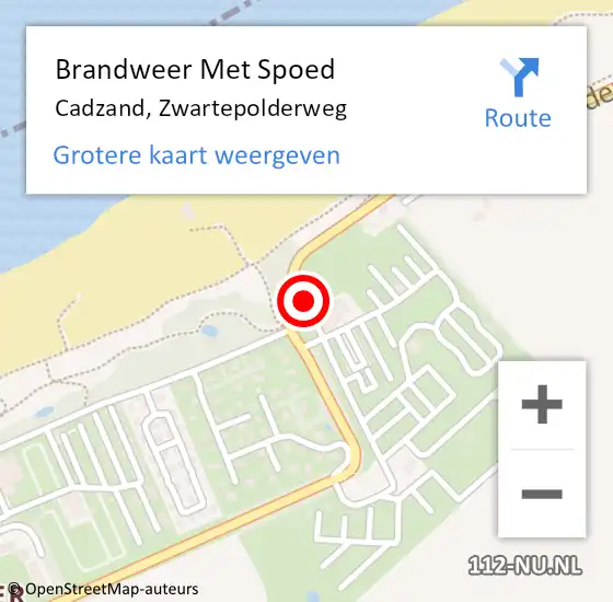 Locatie op kaart van de 112 melding: Brandweer Met Spoed Naar Cadzand, Zwartepolderweg op 11 juli 2015 21:36