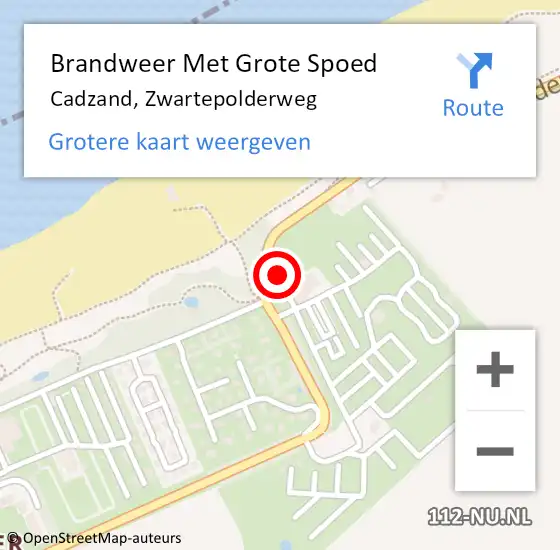 Locatie op kaart van de 112 melding: Brandweer Met Grote Spoed Naar Cadzand, Zwartepolderweg op 11 juli 2015 21:37