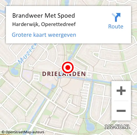 Locatie op kaart van de 112 melding: Brandweer Met Spoed Naar Harderwijk, Operettedreef op 11 juli 2015 21:46