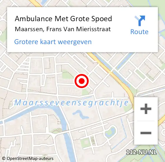 Locatie op kaart van de 112 melding: Ambulance Met Grote Spoed Naar Maarssen, Frans Van Mierisstraat op 11 juli 2015 22:26