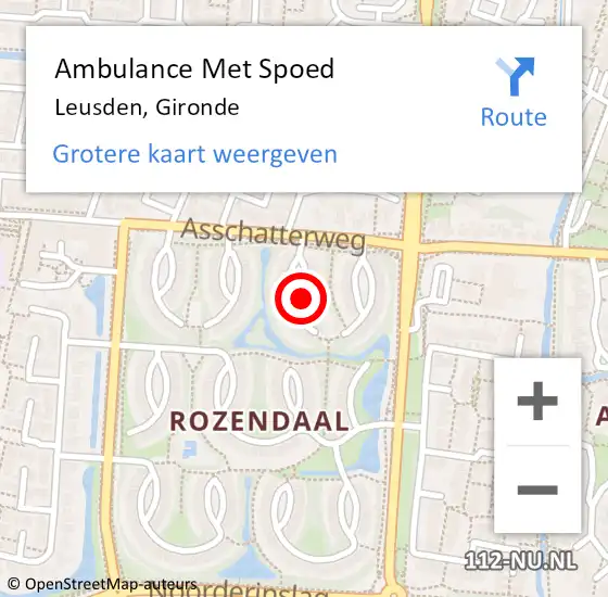 Locatie op kaart van de 112 melding: Ambulance Met Spoed Naar Leusden, Gironde op 11 juli 2015 22:37