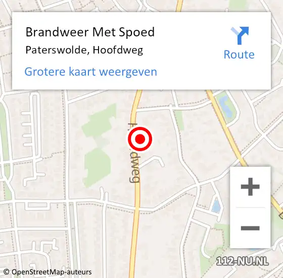 Locatie op kaart van de 112 melding: Brandweer Met Spoed Naar Paterswolde, Hoofdweg op 11 juli 2015 22:49