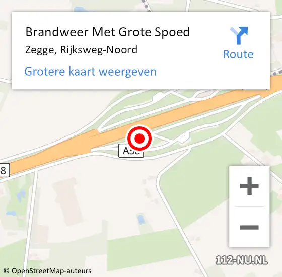 Locatie op kaart van de 112 melding: Brandweer Met Grote Spoed Naar Zegge, Rijksweg-Noord op 11 juli 2015 23:04