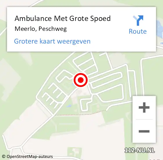 Locatie op kaart van de 112 melding: Ambulance Met Grote Spoed Naar Meerlo, Peschweg op 12 juli 2015 00:09