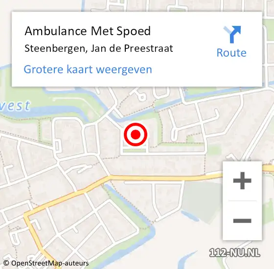 Locatie op kaart van de 112 melding: Ambulance Met Spoed Naar Steenbergen, Jan de Preestraat op 13 november 2013 21:21
