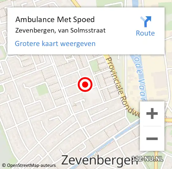 Locatie op kaart van de 112 melding: Ambulance Met Spoed Naar Zevenbergen, van Solmsstraat op 12 juli 2015 00:25