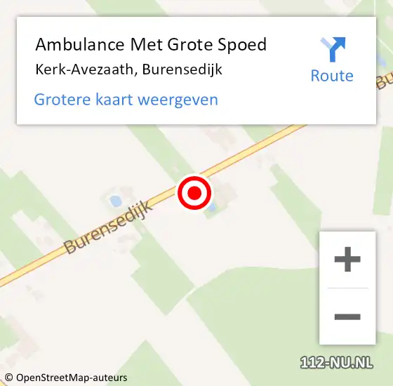 Locatie op kaart van de 112 melding: Ambulance Met Grote Spoed Naar Kerk-Avezaath, Burensedijk op 12 juli 2015 00:26