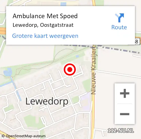 Locatie op kaart van de 112 melding: Ambulance Met Spoed Naar Lewedorp, Oostgatstraat op 12 juli 2015 07:05