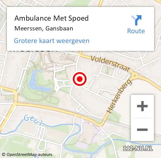 Locatie op kaart van de 112 melding: Ambulance Met Spoed Naar Meerssen, Gansbaan op 13 november 2013 21:56