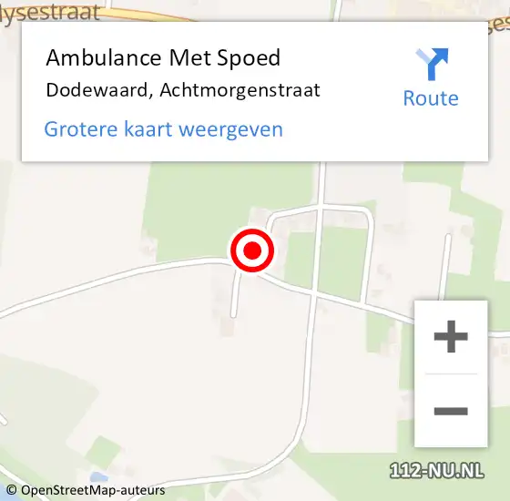 Locatie op kaart van de 112 melding: Ambulance Met Spoed Naar Dodewaard, Achtmorgenstraat op 12 juli 2015 10:34