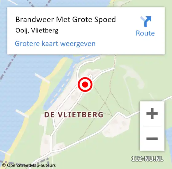 Locatie op kaart van de 112 melding: Brandweer Met Grote Spoed Naar Ooij, Vlietberg op 12 juli 2015 11:53