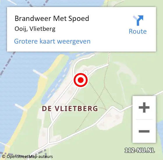 Locatie op kaart van de 112 melding: Brandweer Met Spoed Naar Ooij, Vlietberg op 12 juli 2015 12:29