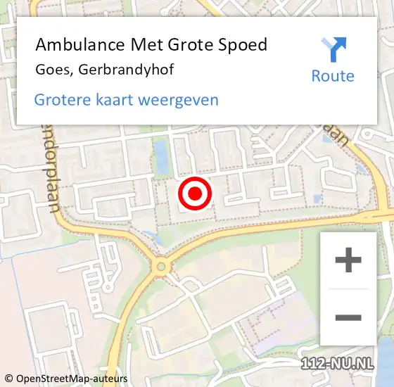 Locatie op kaart van de 112 melding: Ambulance Met Grote Spoed Naar Goes, Gerbrandyhof op 12 juli 2015 12:32