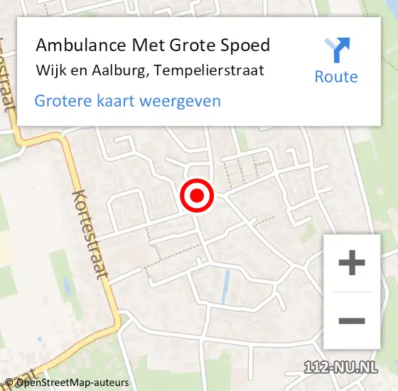 Locatie op kaart van de 112 melding: Ambulance Met Grote Spoed Naar Wijk en Aalburg, Tempelierstraat op 12 juli 2015 12:43