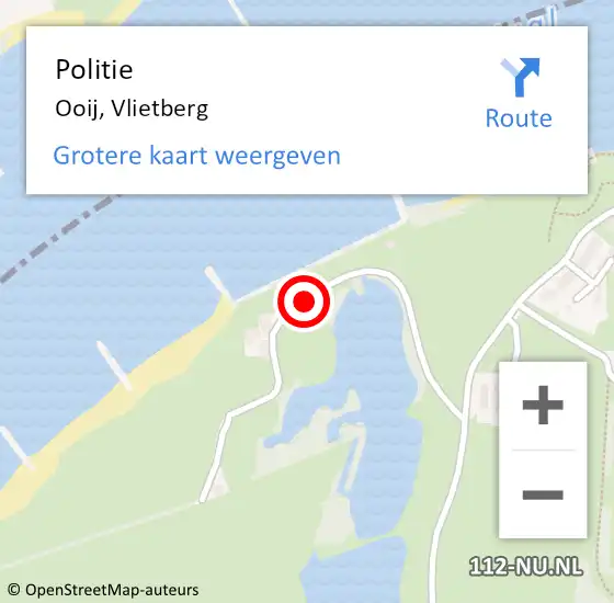 Locatie op kaart van de 112 melding: Politie Ooij, Vlietberg op 12 juli 2015 12:46