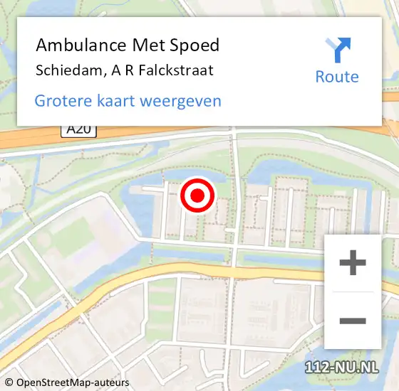 Locatie op kaart van de 112 melding: Ambulance Met Spoed Naar Schiedam, A R Falckstraat op 12 juli 2015 12:57