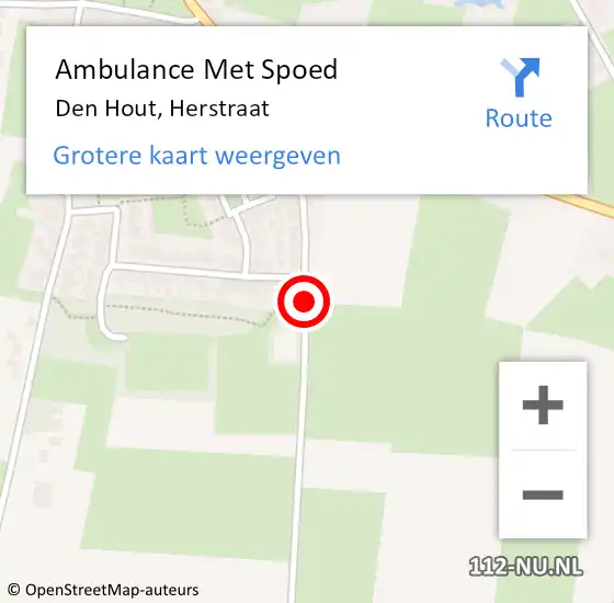 Locatie op kaart van de 112 melding: Ambulance Met Spoed Naar Den Hout, Herstraat op 12 juli 2015 13:23