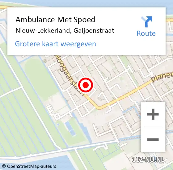 Locatie op kaart van de 112 melding: Ambulance Met Spoed Naar Nieuw-Lekkerland, Galjoenstraat op 12 juli 2015 13:25