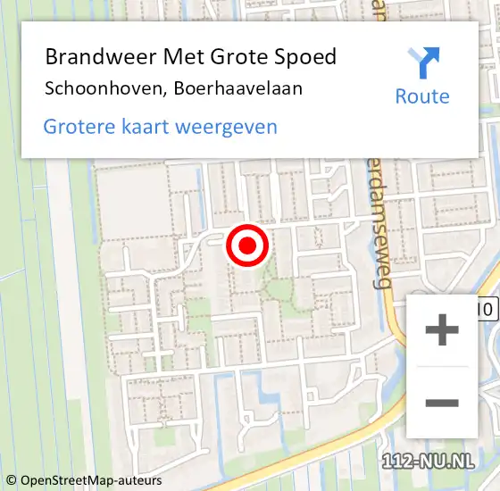 Locatie op kaart van de 112 melding: Brandweer Met Grote Spoed Naar Schoonhoven, Boerhaavelaan op 12 juli 2015 13:44