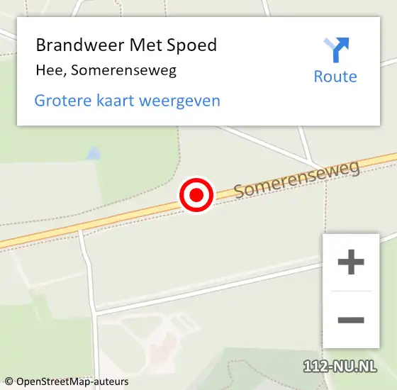 Locatie op kaart van de 112 melding: Brandweer Met Spoed Naar Hee, Somerenseweg op 12 juli 2015 14:32