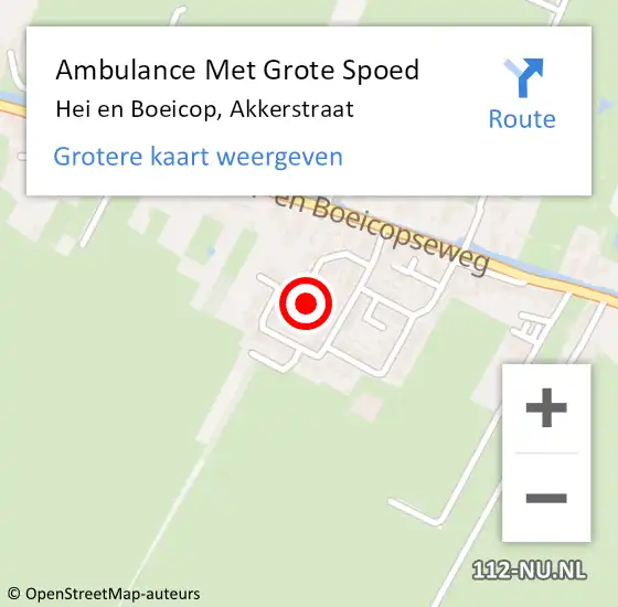 Locatie op kaart van de 112 melding: Ambulance Met Grote Spoed Naar Hei en Boeicop, Akkerstraat op 12 juli 2015 14:34