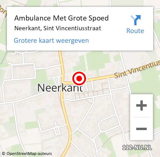 Locatie op kaart van de 112 melding: Ambulance Met Grote Spoed Naar Neerkant, Sint Vincentiusstraat op 12 juli 2015 15:11