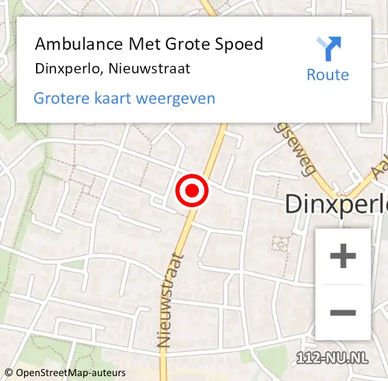 Locatie op kaart van de 112 melding: Ambulance Met Grote Spoed Naar Dinxperlo, Nieuwstraat op 12 juli 2015 16:40