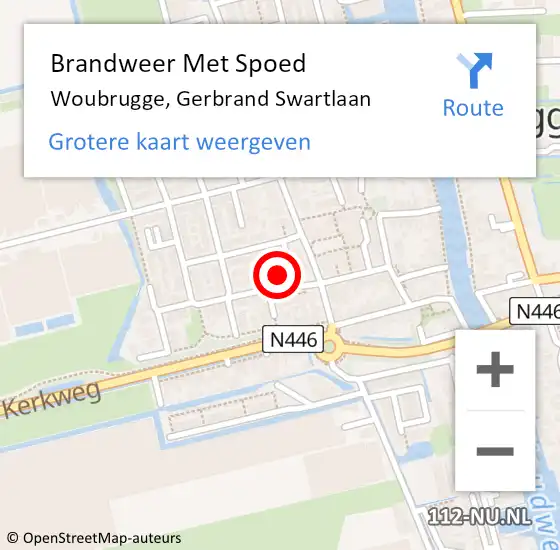 Locatie op kaart van de 112 melding: Brandweer Met Spoed Naar Woubrugge, Gerbrand Swartlaan op 12 juli 2015 17:48