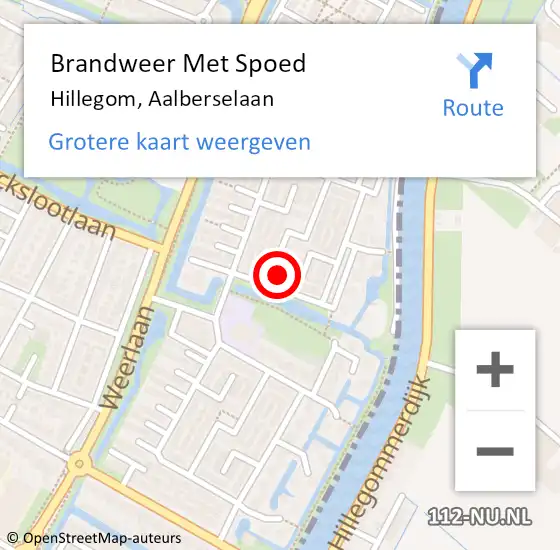 Locatie op kaart van de 112 melding: Brandweer Met Spoed Naar Hillegom, Aalberselaan op 12 juli 2015 18:19