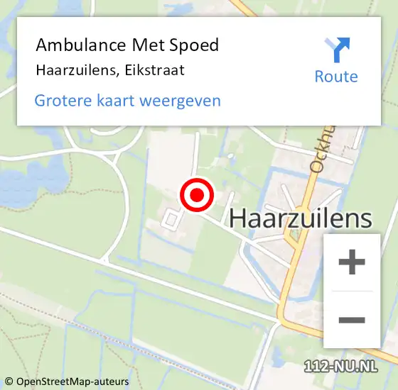 Locatie op kaart van de 112 melding: Ambulance Met Spoed Naar Haarzuilens, Eikstraat op 12 juli 2015 18:35