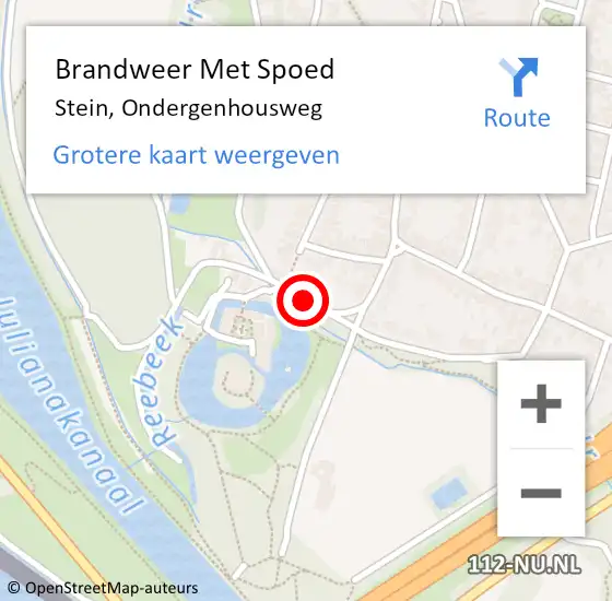 Locatie op kaart van de 112 melding: Brandweer Met Spoed Naar Stein, Ondergenhousweg op 12 juli 2015 18:47