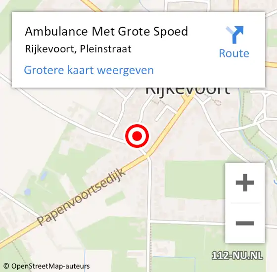 Locatie op kaart van de 112 melding: Ambulance Met Grote Spoed Naar Rijkevoort, Pleinstraat op 12 juli 2015 18:54