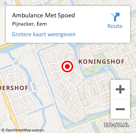 Locatie op kaart van de 112 melding: Ambulance Met Spoed Naar Pijnacker, Eem op 12 juli 2015 20:22