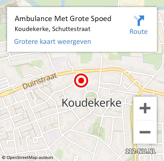 Locatie op kaart van de 112 melding: Ambulance Met Grote Spoed Naar Koudekerke, Schuttestraat op 12 juli 2015 21:01