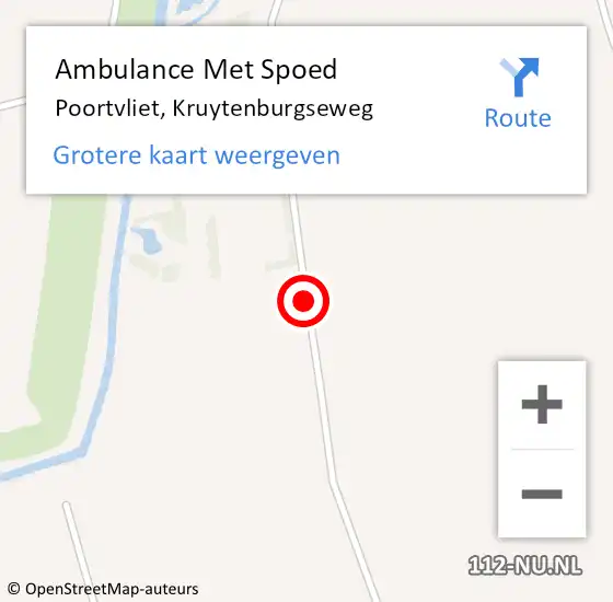 Locatie op kaart van de 112 melding: Ambulance Met Spoed Naar Poortvliet, Kruytenburgseweg op 12 juli 2015 22:34