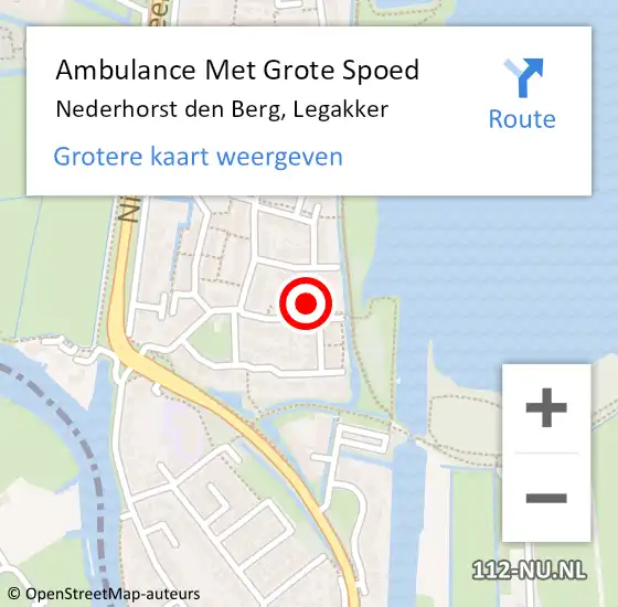 Locatie op kaart van de 112 melding: Ambulance Met Grote Spoed Naar Nederhorst den Berg, Legakker op 13 juli 2015 00:05