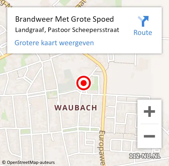 Locatie op kaart van de 112 melding: Brandweer Met Grote Spoed Naar Landgraaf, Pastoor Scheepersstraat op 13 juli 2015 03:53